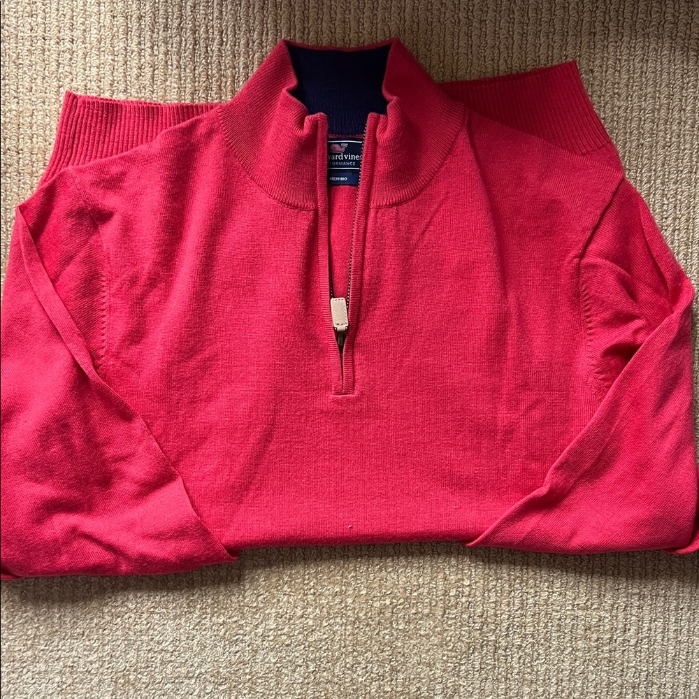Vineyard Vines Red Zip-Up Sweater